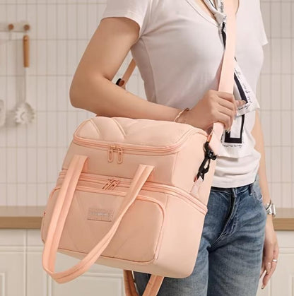 Fashion Double Layer Insulated Lunch Bag