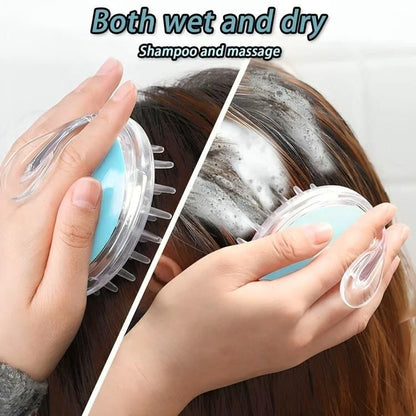 Hair Scalp Massager Shampoo Brush Head Massage Soft Silicone Bristles And Remove Dandruff Growth Deep Cleaning (Pack of 1)�